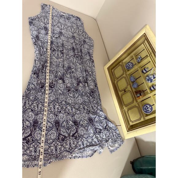 J. Jill Women's Blue White Floral Paisley Sleeveless Boho Long Maxi Dress 3X - Picture 8 of 8